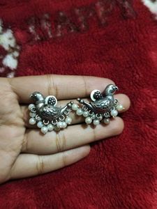Bird Design Silver Earrings