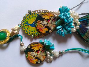 Radha -Krishna Design Rakhi and lumba set &amp; Thali