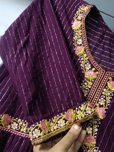Elegant Purple Striped Kurta