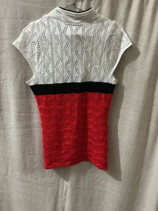 Red, White &amp; Black Knit Cardigan