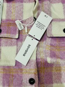 Lavender Plaid long sleev coat