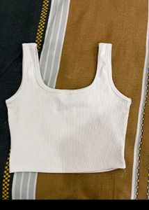 New White Ribbed Tank Top