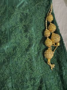 Emerald Green Lace Lehenga Set