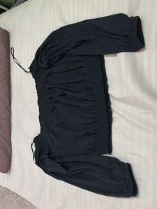 Black Off-the-Shoulder Long Sleeve Top