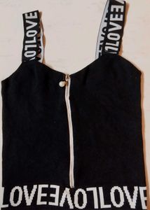 Love Graphic Black Crop Top