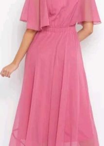 Hellodesign Pink Chiffon Overlay Maxi Dress