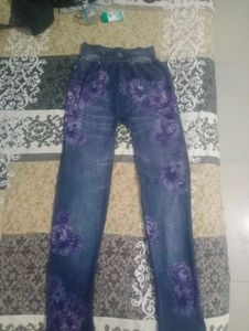 Floral Print Denim Leggings