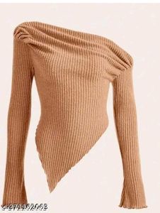 Brown Off-Shoulder Ruffle Top