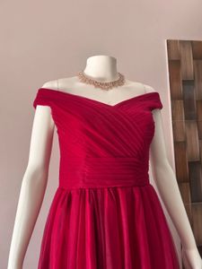 Aesthetic maroon A-line gown
