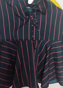 Striped Tie-Neck Dress