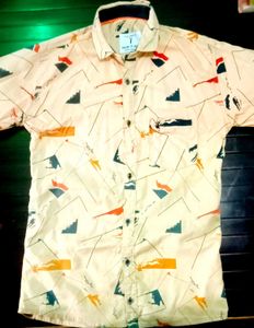 Retro Pattern Button-Down Shirt    M-size