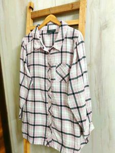 Pink Plaid Button-Up Shirt Size-46
