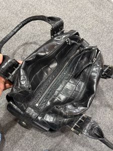 Y2k Black Croc-Embossed Leather Handbag