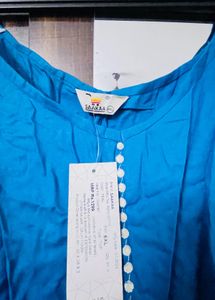Blue Embroidered Tunic Top
