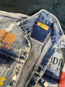 Blue printed Denim Jacket Oversized