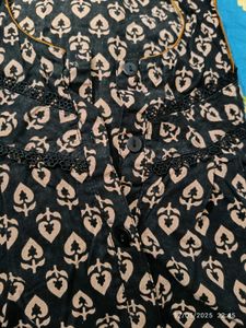 Xl Size Cotton  Nighty (Black And Brown)