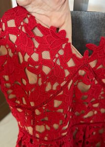 Red Lace Midi Dress