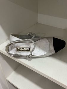 Chanel Silver Mary Jane Flats