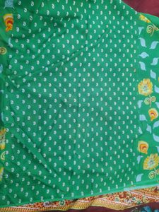 NEW.GREEN SAREE WITH RUNNING BLOUSE