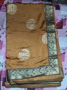 Brown &amp; Black Banarasi Silk Saree