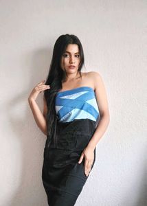 Chic Blue &amp; Black Mini Dress