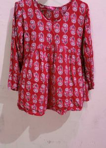 Red Printed Top