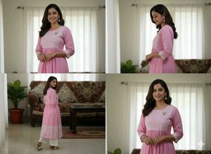 Pink Embroidered Kurta