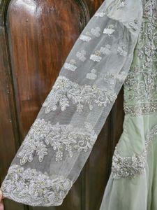 Designer Pastel Heavy Full Flare Net Gown