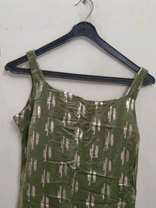 Green Golden Print Kurta