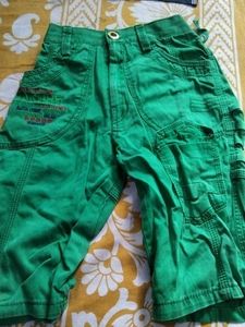 Kids Outfit: Striped Shirt &amp; Green Shorts
