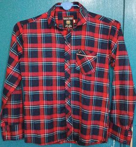 Red & Blue Plaid Flannel Shirt