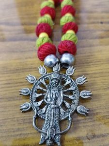 Handmade Durga Idol Silver Replica Locket Necklace