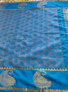 Peacock blue kanchipuram silk Saree