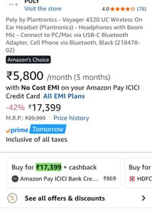 Poly Voyager 4320 UC Headset