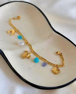 Gold Charm Bracelet with Sea Life Charms