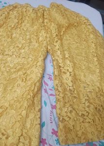 Golden Brocade kurta and net plazo with dupatta