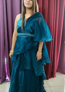 Elegant Teal Layered / Ruffle Lehnga Dress