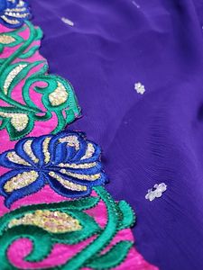 Saree With Embroidery And Stones Work Velvet Boder