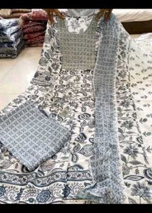 Anarkali Trouser Dupatta Set(Summery Comfort)
