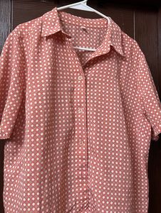 Orange Polka Dot Flowy Shirt