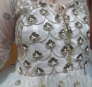 White &amp; Gold Sequin Dupatta