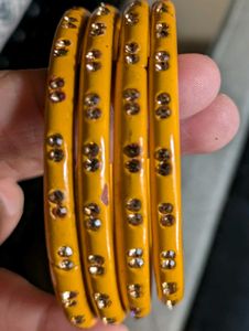 Yellow Bangle Set Of 4