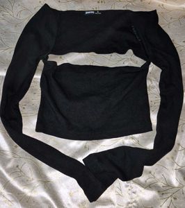 Black tube top and bolero attached