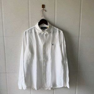 Ralph Lauren White Linen Button Down - M