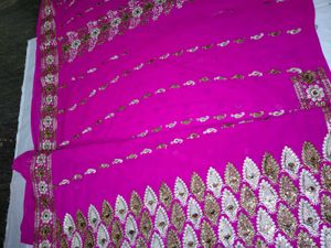 Beautiful 😍 Rani Pink Designer Saree