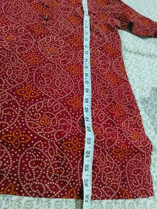 Maroon Printed Short Kurti