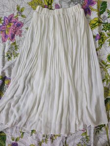 White Pleated Midi Skirt