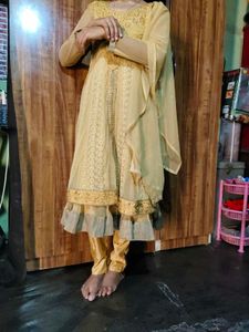 Gold Embroidered Anarkali Suit