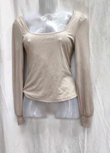 2210. Beige Square Neck Top