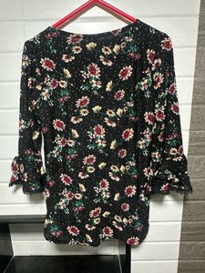Floral Top With Bell Sleeves